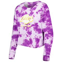 Los Angeles Lakers Women's Tie Dye Cropped Long Sleeve T-Shirt Purple | New Era online