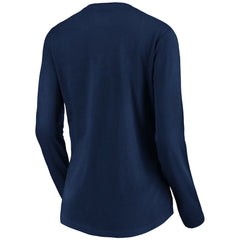 New England Patriots Women's Primary Team Logo Long Sleeve V-Neck T-Shirt Navy