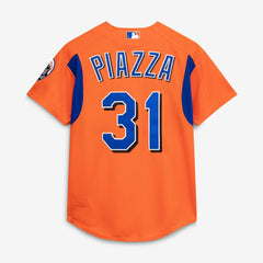 Mike Piazza New York Mets Mitchell & Ness Cooperstown Collection Mesh Batting Practice Button-Up Jersey - Orange - Mitchell & Ness Online