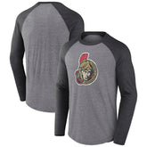 Ottawa Senators Fanatics Special Edition Long Sleeve Tri-Blend Raglan T-Shirt - Heather Gray - NHL 4659622