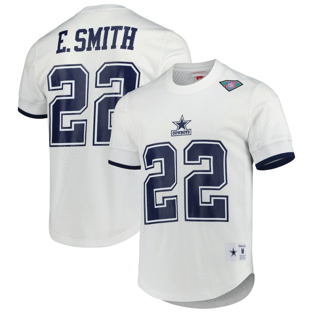Mitchell & Ness Emmitt Smith Dallas Cowboys Retired Player Name & Number Mesh Top White
