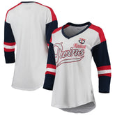 Minnesota Twins Touch Women's Base Runner 3/4-Sleeve V-Neck T-Shirt - White/Red - MLB on Sale