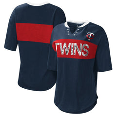 Minnesota Twins Touch Women's Lead Off Notch Neck T-Shirt - Navy/Red - MLB Online