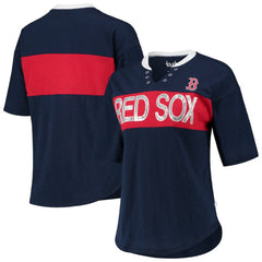 Boston Red Sox Touch Women's Lead Off Notch Neck T-Shirt - Navy/Red - MLB Lifestyle