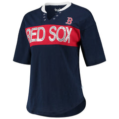 Boston Red Sox Touch Women's Lead Off Notch Neck T-Shirt - Navy/Red - MLB Lifestyle
