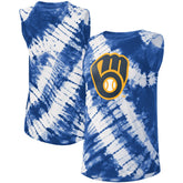 Milwaukee Brewers Touch Women's Money Ball Tie-Dye Tank Top - Blue - MLB Discount