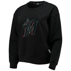 Miami Marlins DKNY Sport Women's Carrie Pullover Sweatshirt - Black - MLB Discount