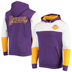 Los Angeles Lakers Hardwood Classics Fusion 2.0 Colorblock Pullover Hoodie Purple | Mitchell & Ness US