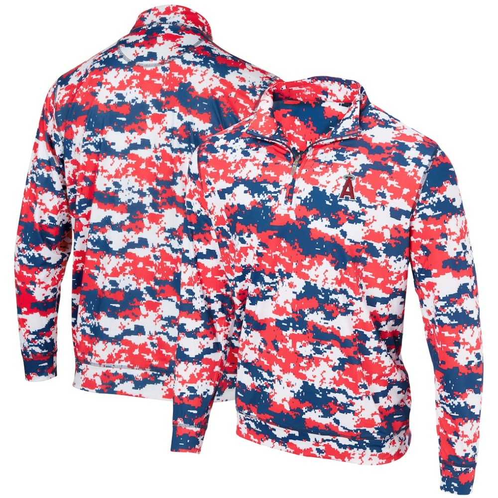Los Angeles Angels Digital Camo Performance Quarter-Zip Pullover Jacket - Red - MLB Sale
