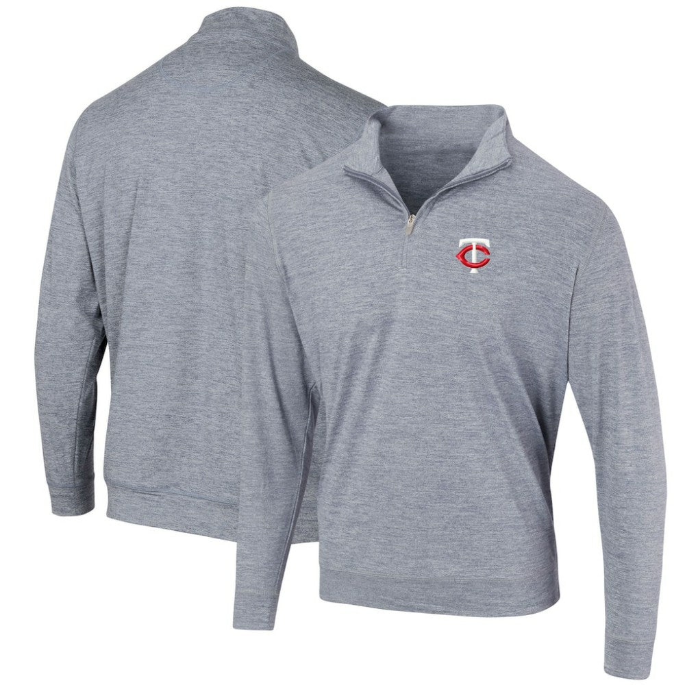 Minnesota Twins Peached Marled Yarn Quarter-Zip Pullover Jacket - Heathered Navy - MLB Discount