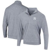 New York Yankees Peached Marled Yarn Quarter-Zip Pullover Jacket - Heathered Navy - MLB Online