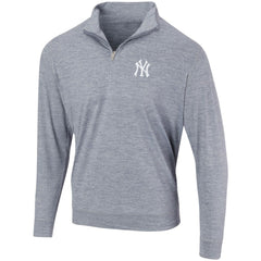 New York Yankees Peached Marled Yarn Quarter-Zip Pullover Jacket - Heathered Navy - MLB Online