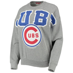 Chicago Cubs Mitchell & Ness Women's Cooperstown Collection Logo Lightweight Pullover Sweatshirt - Heathered Gray - Mitchell & Ness Discount