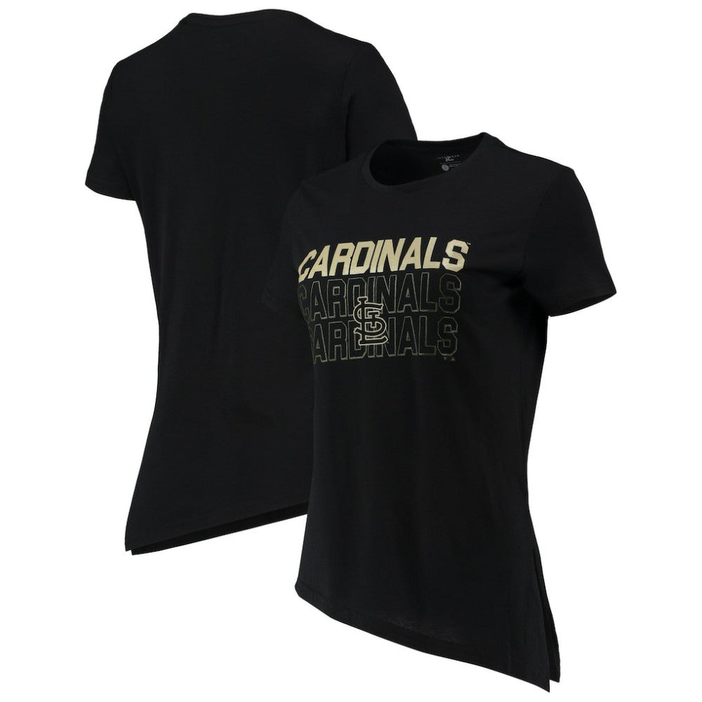 St. Louis Cardinals Levelwear Women's Birch Delta Asymmetrical T-Shirt - Black - MLB on Sale