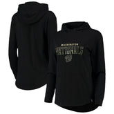 Washington Nationals Levelwear Women's Vivid Scuba Neck Pullover Hoodie - Black - MLB Lifestyle