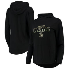 Chicago Cubs Levelwear Women's Vivid Scuba Neck Pullover Hoodie - Black - MLB Sale