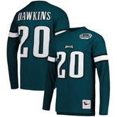 Mitchell & Ness Brian Dawkins Philadelphia Eagles Retired Player Name & Number Long Sleeve Top Midnight Green