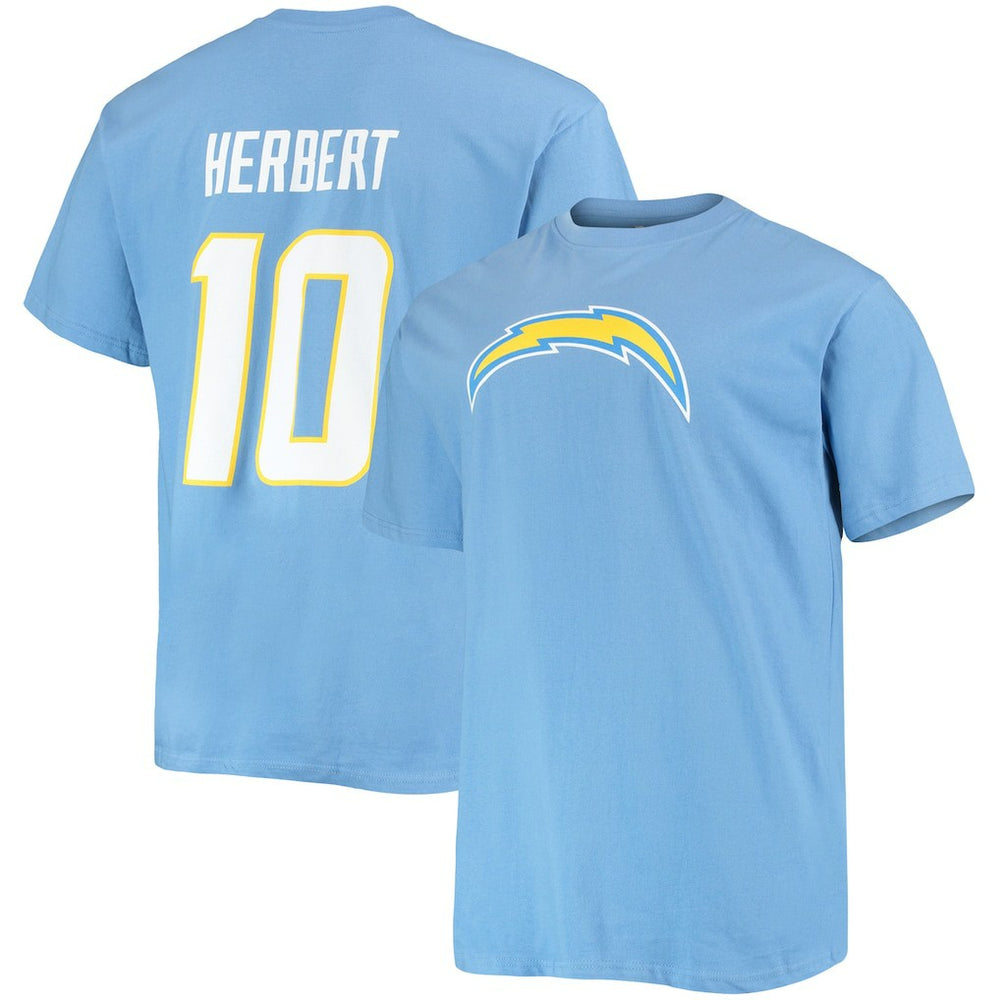 Fanatics Justin Herbert Los Angeles Chargers Big & Tall Player Name & Number T-Shirt Powder Blue