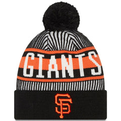 San Francisco Giants New Era Striped Cuffed Knit Hat with Pom - Black - New Era Discount