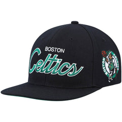 Boston Celtics Hardwood Classics Script 2.0 Snapback Hat Black | Mitchell & Ness Lifestyle
