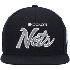 Brooklyn Nets Hardwood Classics Script 2.0 Snapback Hat Black | Mitchell & Ness discount