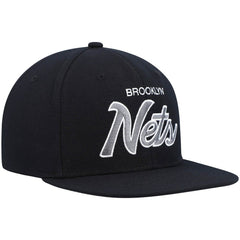 Brooklyn Nets Hardwood Classics Script 2.0 Snapback Hat Black | Mitchell & Ness discount
