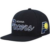 Indiana Pacers Hardwood Classics Script 2.0 Snapback Hat Black | Mitchell & Ness