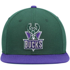 Milwaukee Bucks Hardwood Classics Team Two-Tone 2.0 Snapback Hat Green/Purple | Mitchell & Ness Lifestyle