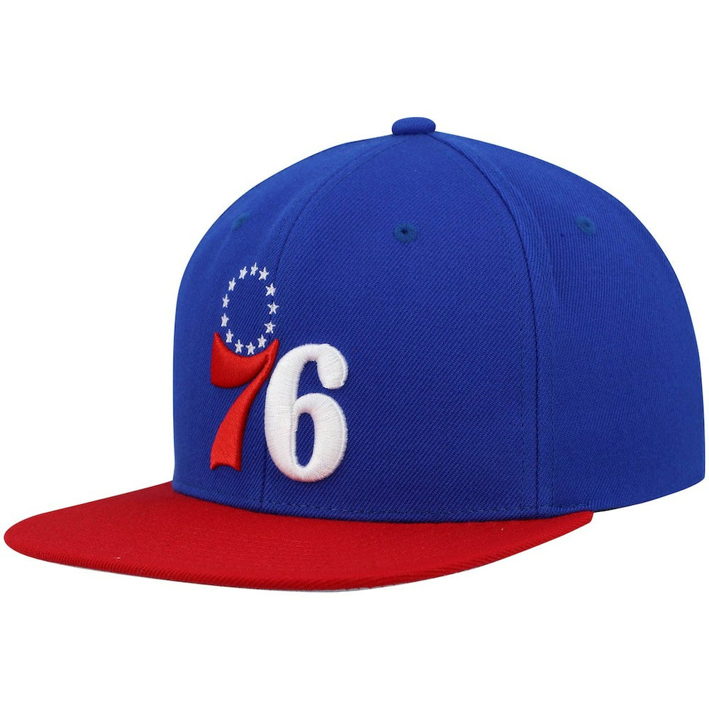 Philadelphia 76ers Team Two-Tone 2.0 Snapback Hat Royal/Red | Mitchell & Ness for sale