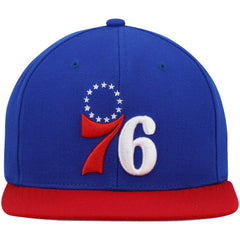 Philadelphia 76ers Team Two-Tone 2.0 Snapback Hat Royal/Red | Mitchell & Ness for sale