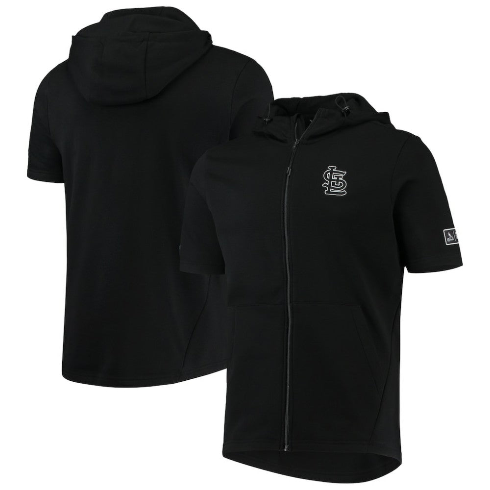 St. Louis Cardinals Levelwear Recruit Short Sleeve Full-Zip Hoodie Jacket - Black - MLB Discount
