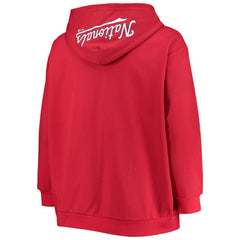 Washington Nationals Women's Plus Size Lace-Up V-Neck Pullover Hoodie - Red - MLB Lifestyle