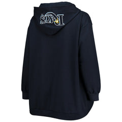 Tampa Bay Rays Women's Plus Size Lace-Up V-Neck Pullover Hoodie - Navy - MLB Lifestyle