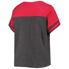 Washington Nationals Women's Plus Size Colorblock T-Shirt - Heathered Charcoal/Red - MLB Online