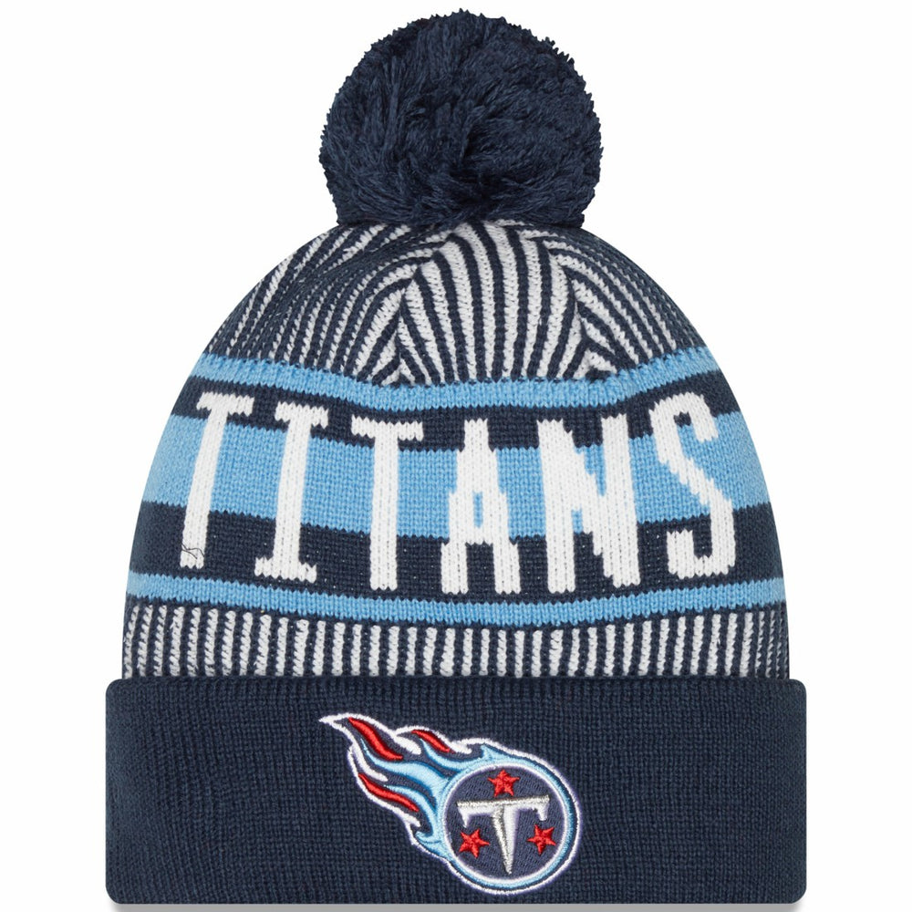 Tennessee Titans New Era Striped Cuffed Knit Hat with Pom Navy