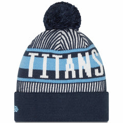 Tennessee Titans New Era Striped Cuffed Knit Hat with Pom Navy