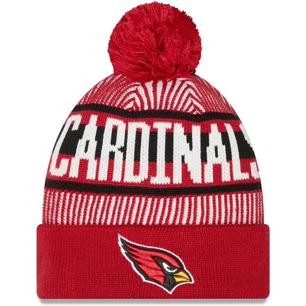 Arizona Cardinals New Era Striped Cuffed Knit Hat with Pom Cardinal