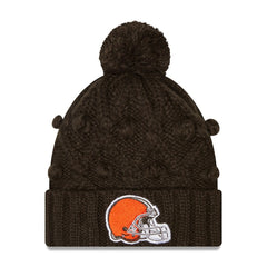 Cleveland Browns New Era Girls Youth Toasty Cuffed Knit Hat with Pom Brown