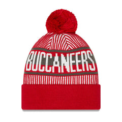 Tampa Bay Buccaneers New Era Youth Striped Cuffed Knit Hat with Pom Red
