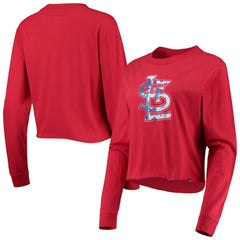 St. Louis Cardinals New Era Women's Baby Jersey Cropped Long Sleeve T-Shirt - Red - New Era on Sale