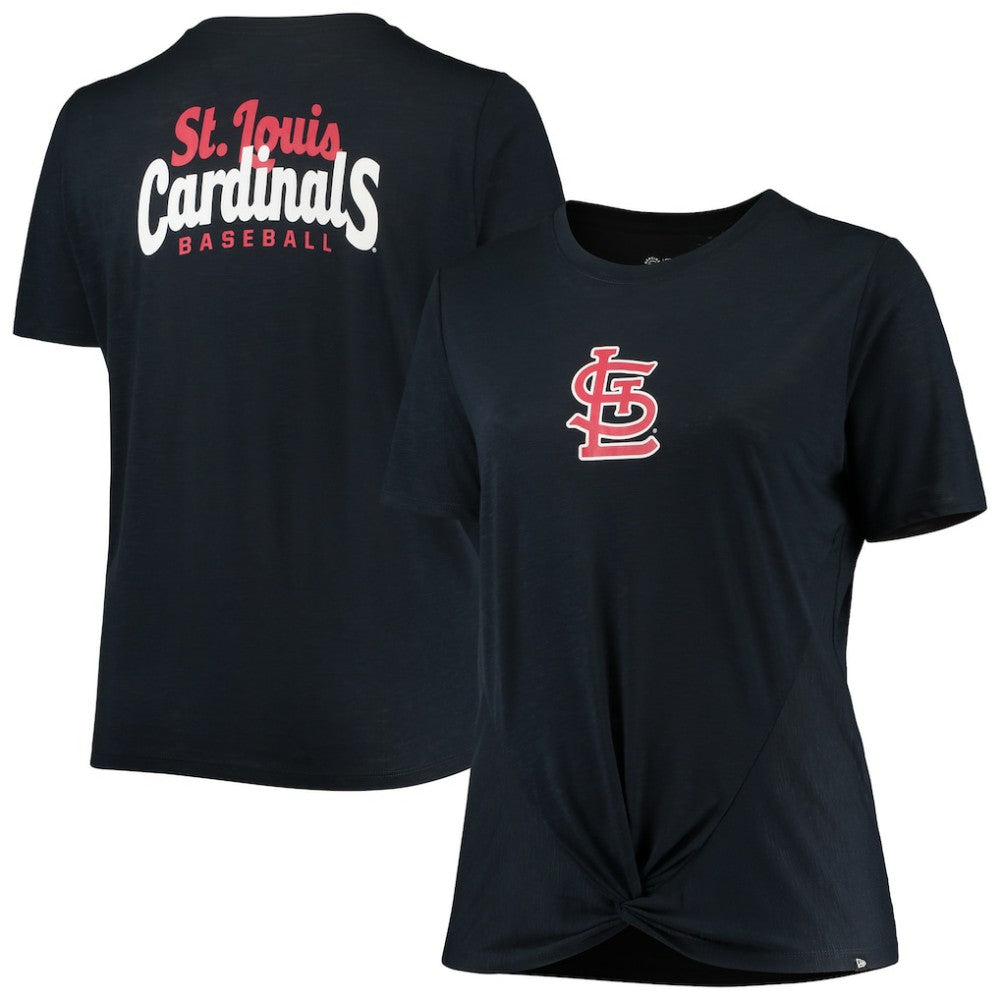 St. Louis Cardinals New Era Women's Plus Size 2-Hit Front Knot T-Shirt - Navy - New Era Sale