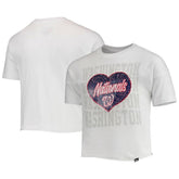 Washington Nationals New Era Girls Youth Flip Sequin Heart Crop Top - White - New Era on Sale