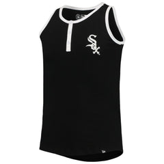 Chicago White Sox New Era Girls Youth Henley Tank Top - Black - New Era Discount