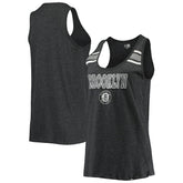 Brooklyn Nets Women's Scoop-Neck Racerback Tank Top Heathered Black | New Era for sale