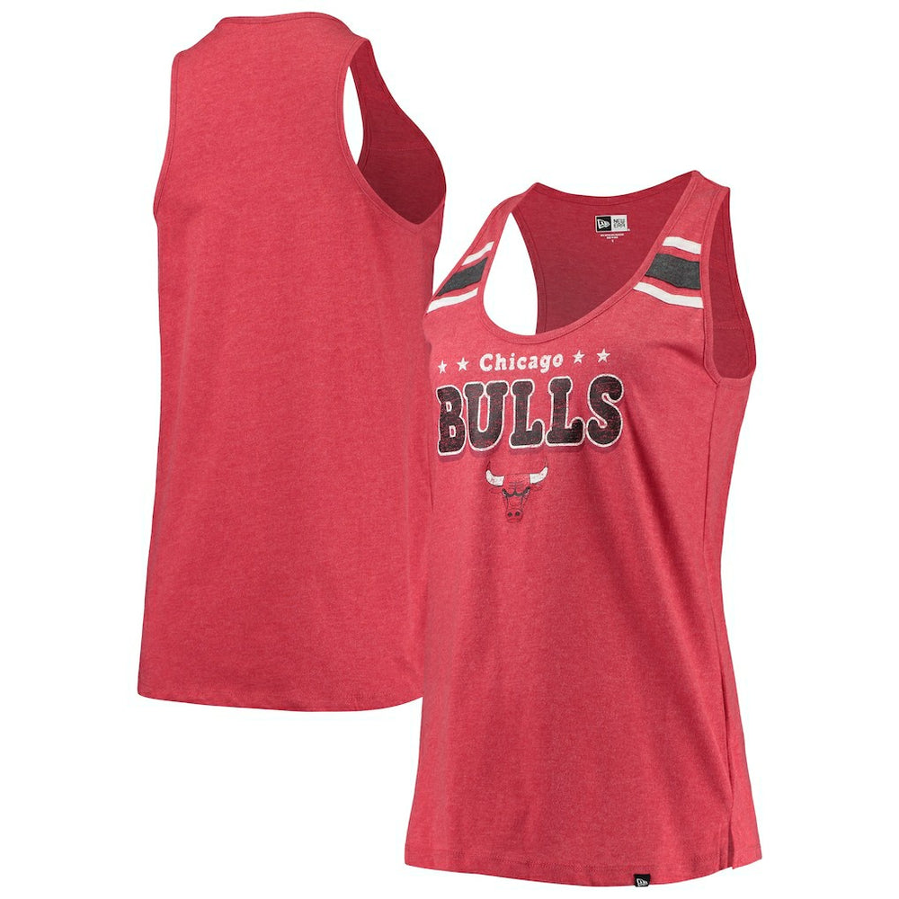 Chicago Bulls Women's Scoop-Neck Racerback Tank Top for sale Heathered Red | New Era discount