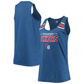 Philadelphia 76ers Women's Scoop-Neck Racerback Tank Top Heathered Royal | New Era for sale