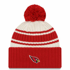 Arizona Cardinals New Era 2022 Sideline Sport Cuffed Pom Knit Hat Cream/Cardinal