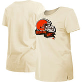 Cleveland Browns New Era Women's Chrome Sideline T-Shirt Cream