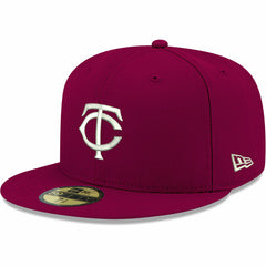 Minnesota Twins New Era White Logo 59FIFTY Fitted Hat - Cardinal - New Era Lifestyle