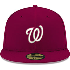 Washington Nationals New Era White Logo 59FIFTY Fitted Hat - Cardinal - New Era Online